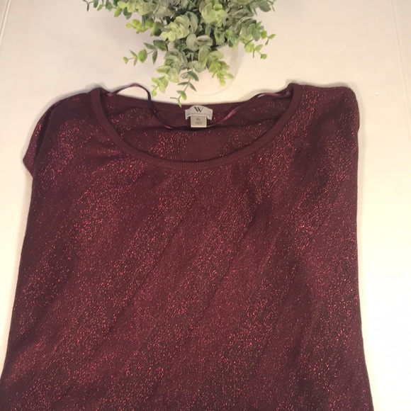 Worthington Sweaters - Burgundy Sweater with Metallic Threading